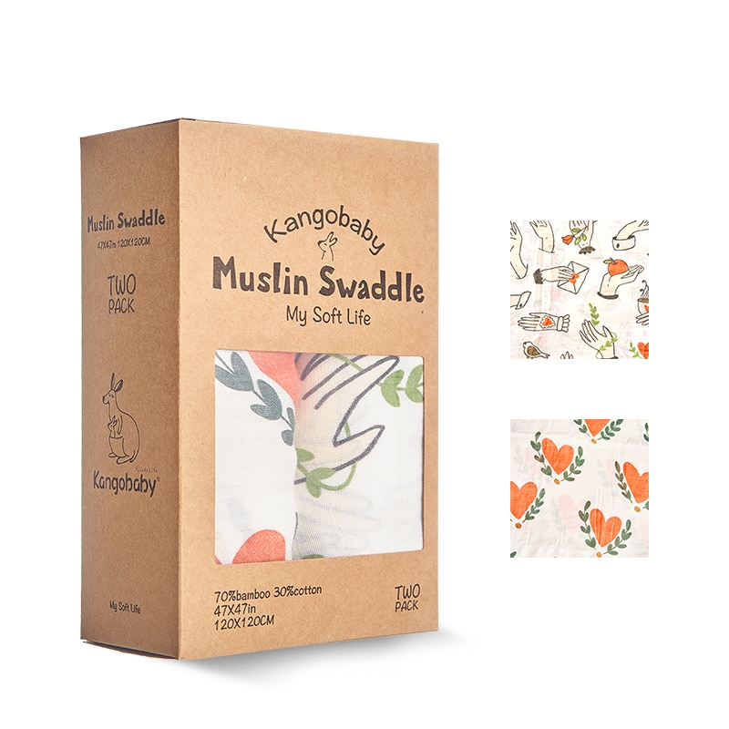 Bamboo and Cotton Muslin Swaddles (2 pcs)